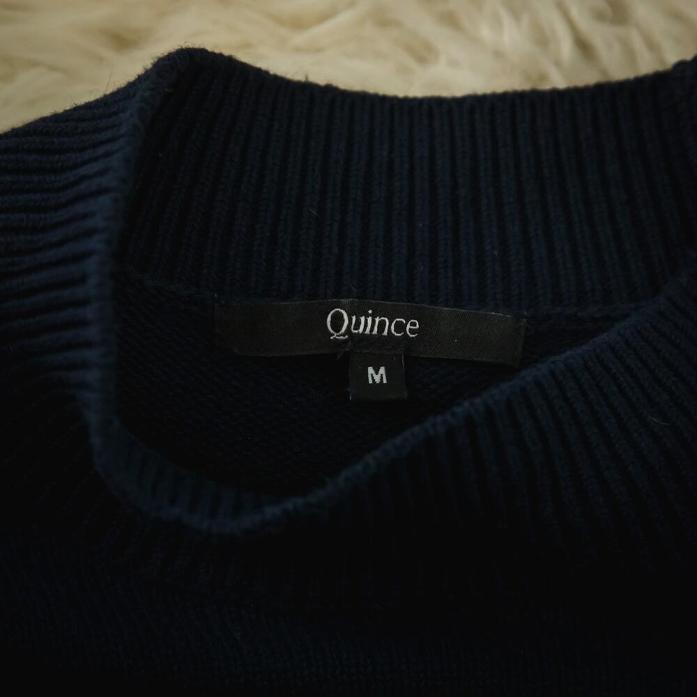 Quince Medium M Navy Blue Boyfriend Raglan Mock Neck Organic Cotton Sweater - Picture 4 of 6